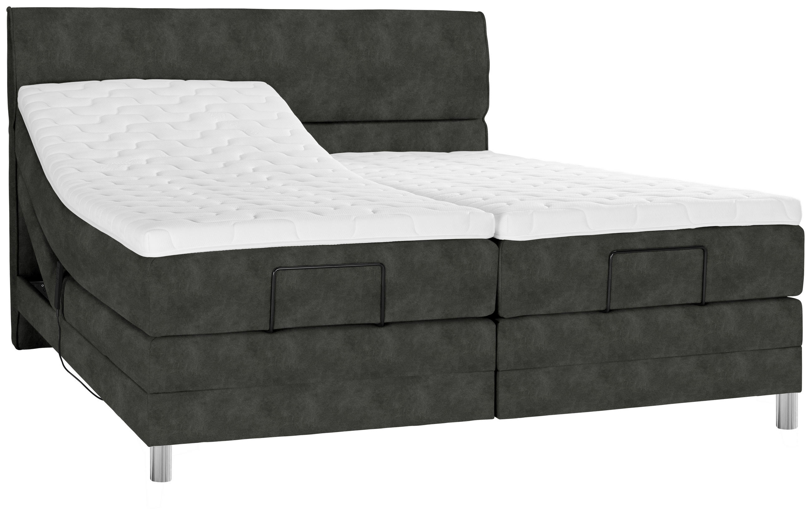 BOXSPRINGBETT 180/200 cm  in Dunkelgrau  - Chromfarben/Dunkelgrau, Konventionell, Kunststoff/Textil (180/200cm) - Voleo