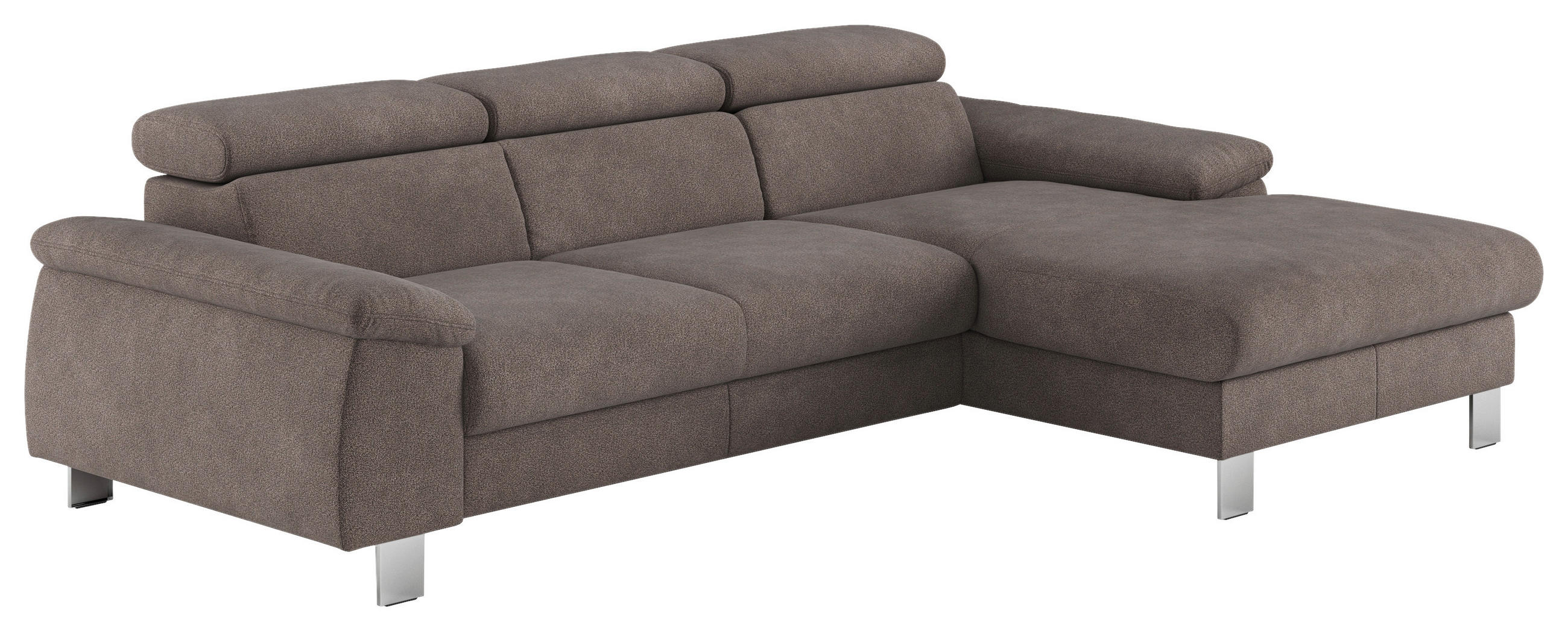 ECKSOFA in Flachgewebe Dunkelgrau  - Chromfarben/Dunkelgrau, Design, Textil/Metall (244/166cm) - Livetastic