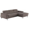 ECKSOFA in Flachgewebe Dunkelgrau  - Chromfarben/Dunkelgrau, Design, Textil/Metall (244/166cm) - Livetastic