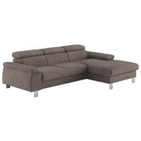ECKSOFA in Flachgewebe Dunkelgrau  - Chromfarben/Dunkelgrau, Design, Textil/Metall (244/166cm) - Livetastic
