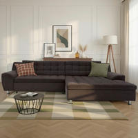 ECKSOFA MORTON Mikrofaser  - Chromfarben/Schwarz, MODERN, Textil/Metall (304/200/84cm) - MID.YOU