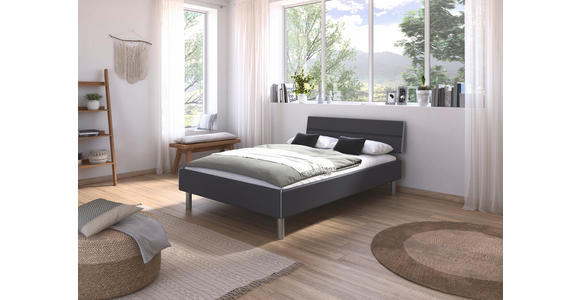 BETT 140/200 cm  in Grau  - Alufarben/Grau, Design, Holzwerkstoff/Metall (140/200cm) - Carryhome