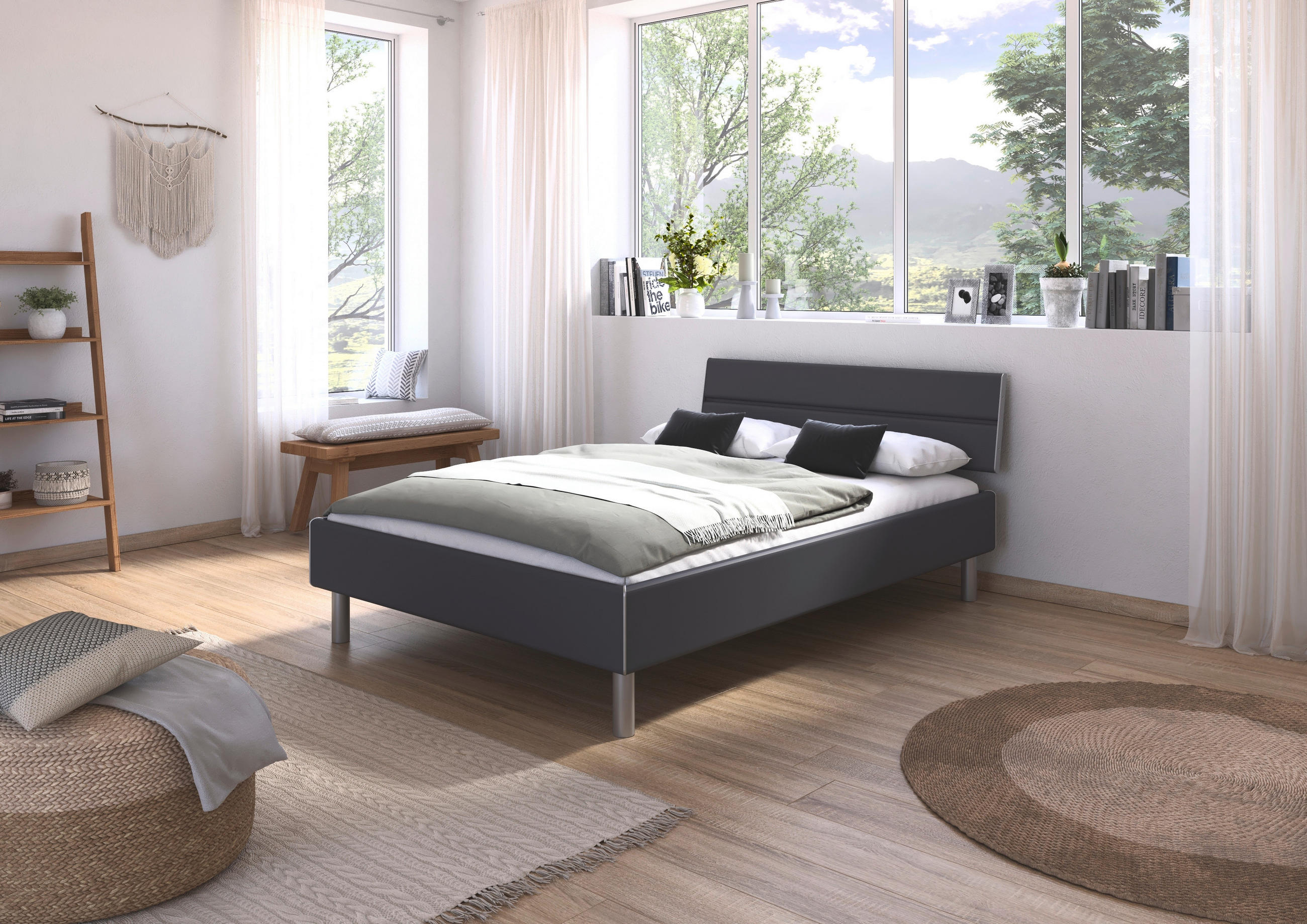 BETT 140/200 cm  in Grau  - Alufarben/Grau, Design, Metall (140/200cm) - Carryhome