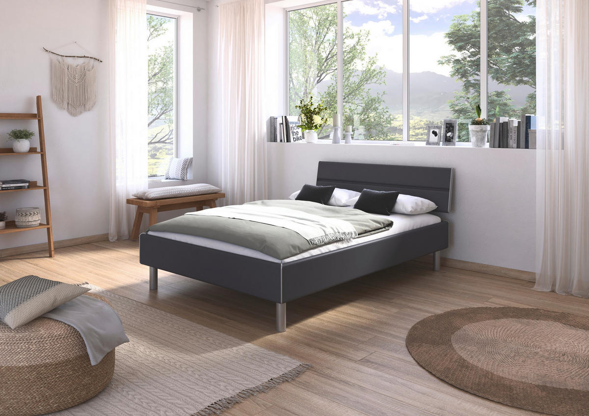 BETT 140/200 cm  in Grau  - Alufarben/Grau, Design, Metall (140/200cm) - Carryhome