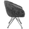 ARMLEHNSTUHL  in Eisen Hochflor Echtleder pigmentiert  - Anthrazit/Schwarz, Design, Leder/Holz (59,5/83,5/63,5cm) - Belluti