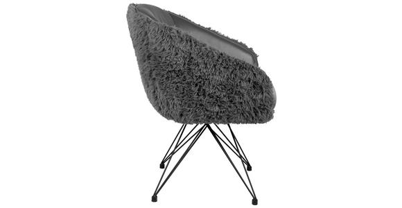 ARMLEHNSTUHL  in Eisen Hochflor Echtleder pigmentiert  - Anthrazit/Schwarz, Design, Leder/Holz (59,5/83,5/63,5cm) - Belluti