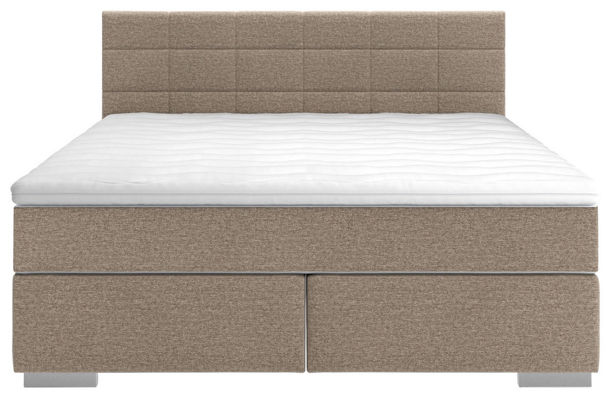 BOXSPRING-ÁGY 160/200 cm  világosszürke  - világosszürke/króm, Basics, faalapú anyag/textil (160/200cm) - Carryhome