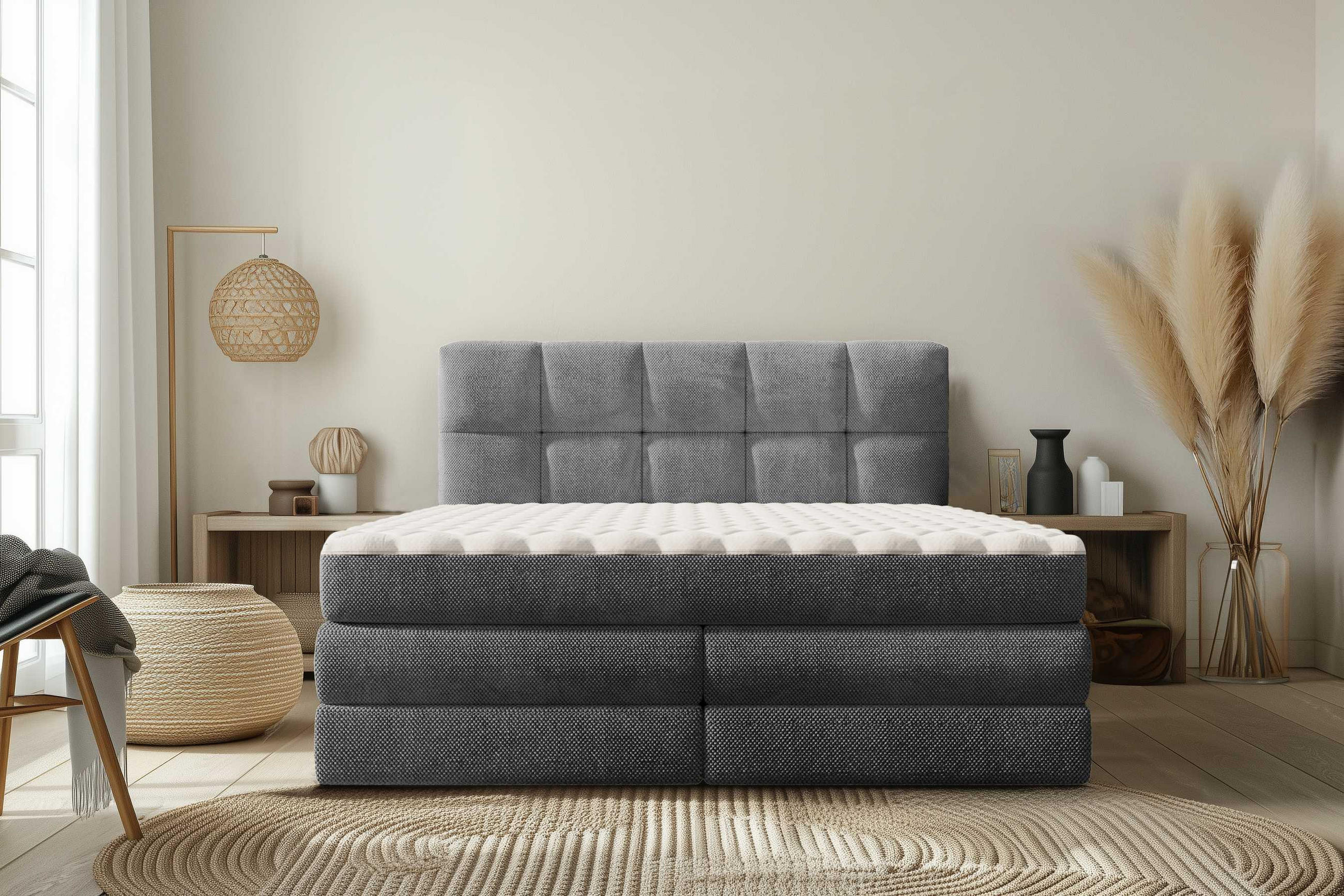 BOXSPRINGBETT 180/200 cm  in Grau  - Schwarz/Grau, Design, Kunststoff/Textil (180/200cm) - Esposa