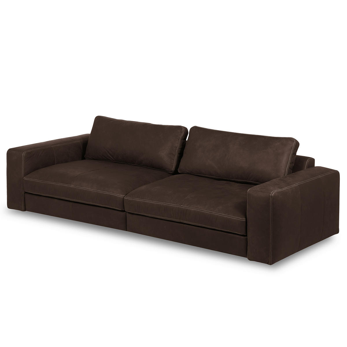 3-SITZER-SOFA  in Echtleder Dunkelbraun   - Dunkelbraun/Beige, Design, Leder/Kunststoff (300/85/123cm) - Livetastic
