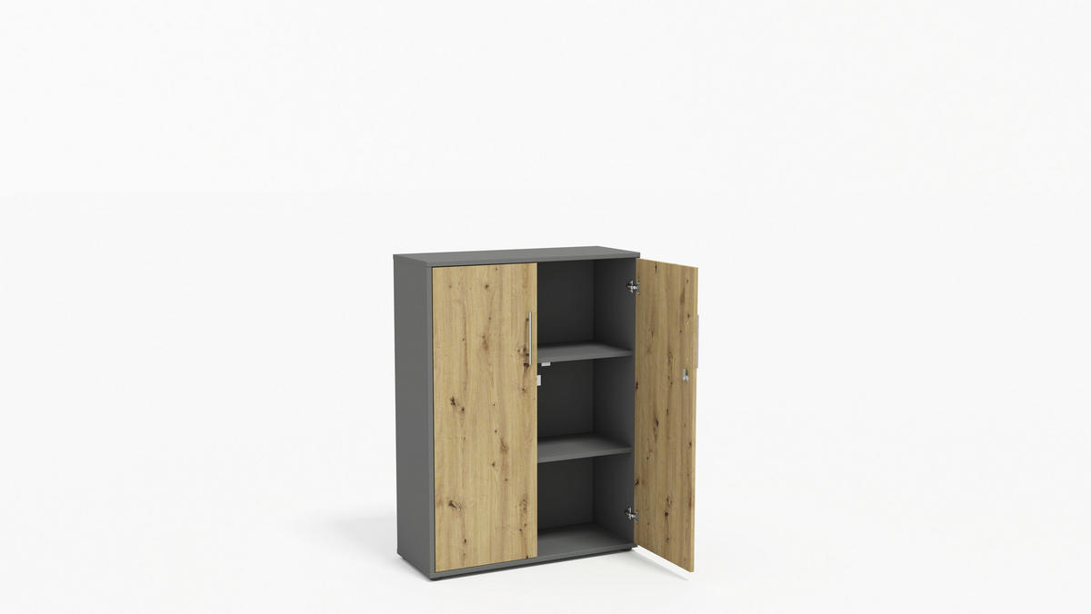 AKTENSCHRANK Anthrazit, Eiche Artisan  - Anthrazit/Eiche Artisan, MODERN, Holzwerkstoff (128,5/185,6/33cm) - MID.YOU