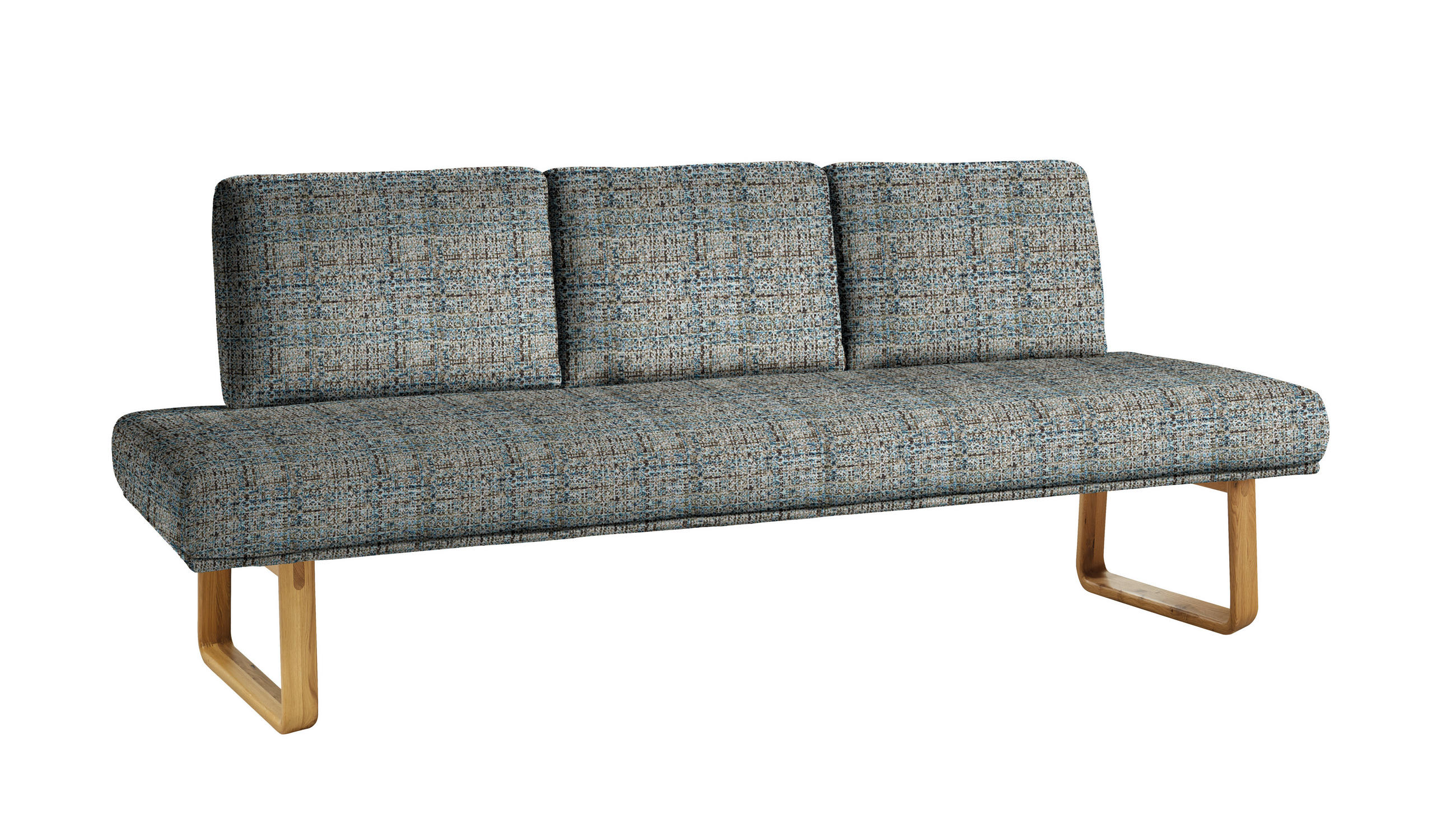 SITZBANK 209/92/78 cm  in Blau, Olivgrün  - Blau/Eichefarben, Design, Holz/Textil (209/92/78cm) - Dieter Knoll