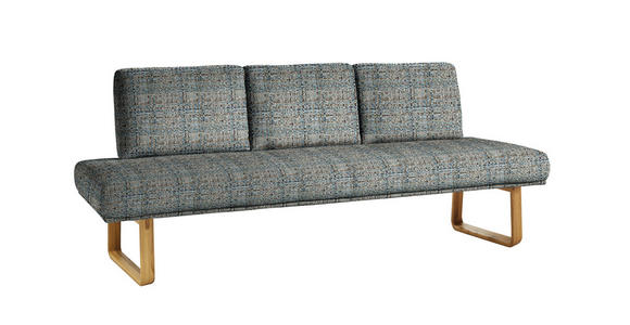 SITZBANK 209/92/78 cm in Blau, Olivgrün - Blau/Eichefarben, Design, Holz/Textil (209/92/78cm) - Dieter Knoll