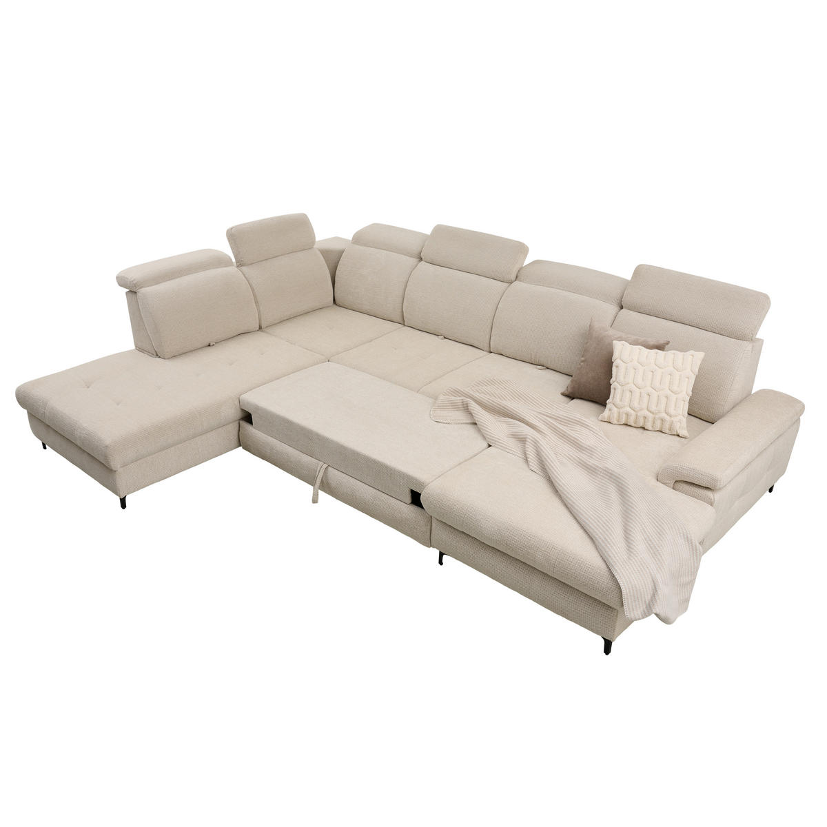 WOHNLANDSCHAFT in Struktur Beige  - Beige, Design, Textil/Metall (270/364/190cm) - Stylife