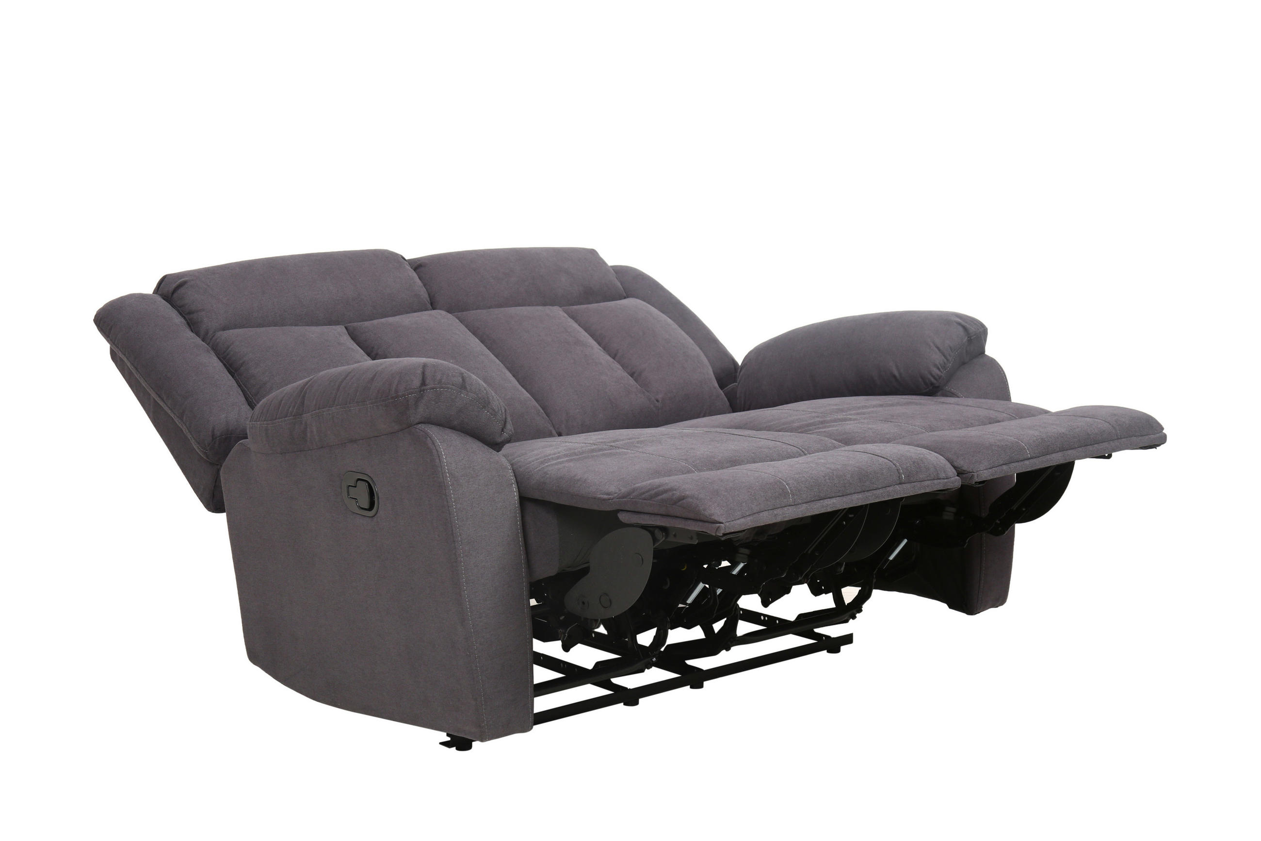 2-Sitzer-Sofa + Relaxfunktion Webstoff Grau  - Schwarz/Grau, KONVENTIONELL, Holz/Kunststoff (138/103/96cm) - P & B