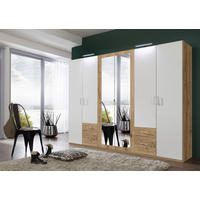 RUHÁSSZEKRÉNY fehér, tölgyfa színű  - tölgyfa színű/ezüstszínű, Design, műanyag/faalapú anyag (270/208/58cm) - Carryhome