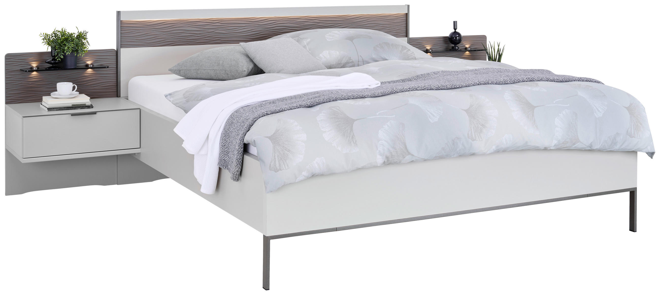 BETTANLAGE 180/200 cm  in Schieferfarben, Hellgrau  - Schieferfarben/Hellgrau, Design, Glas/Holzwerkstoff (180/200cm) - Dieter Knoll