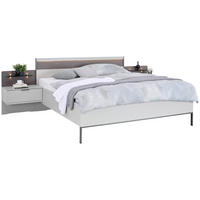 POSTELJNA GARNITURA  180 cm  x  200 cm , leseni material barve skrilavca, svetlo siva  - barve skrilavca/svetlo siva, Design, steklo/leseni material (180/200cm) - Dieter Knoll