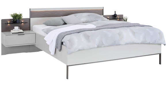 BETTANLAGE 180/200 cm  in Schieferfarben, Hellgrau  - Schieferfarben/Hellgrau, Design, Glas/Holzwerkstoff (180/200cm) - Dieter Knoll