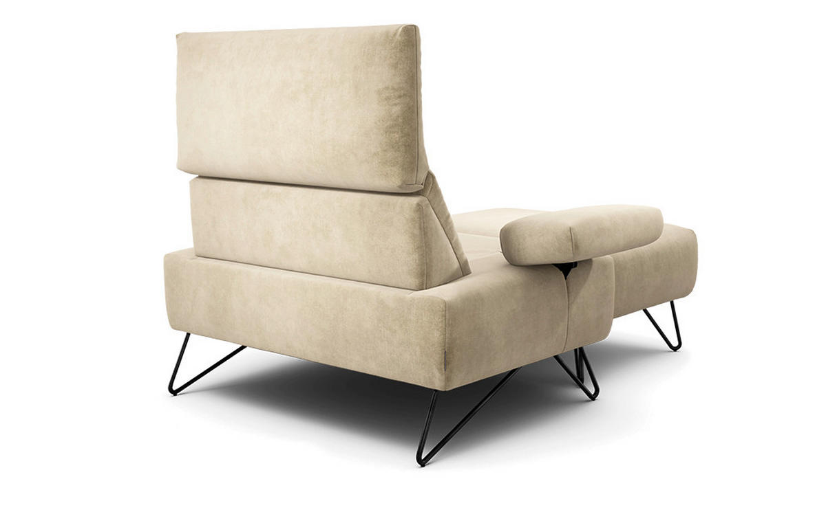 SESSELSET Samt Armteilverstellung    - Schwarz/Naturfarben, Design, Textil/Metall (114-142/85/86-94cm) - SENSOO