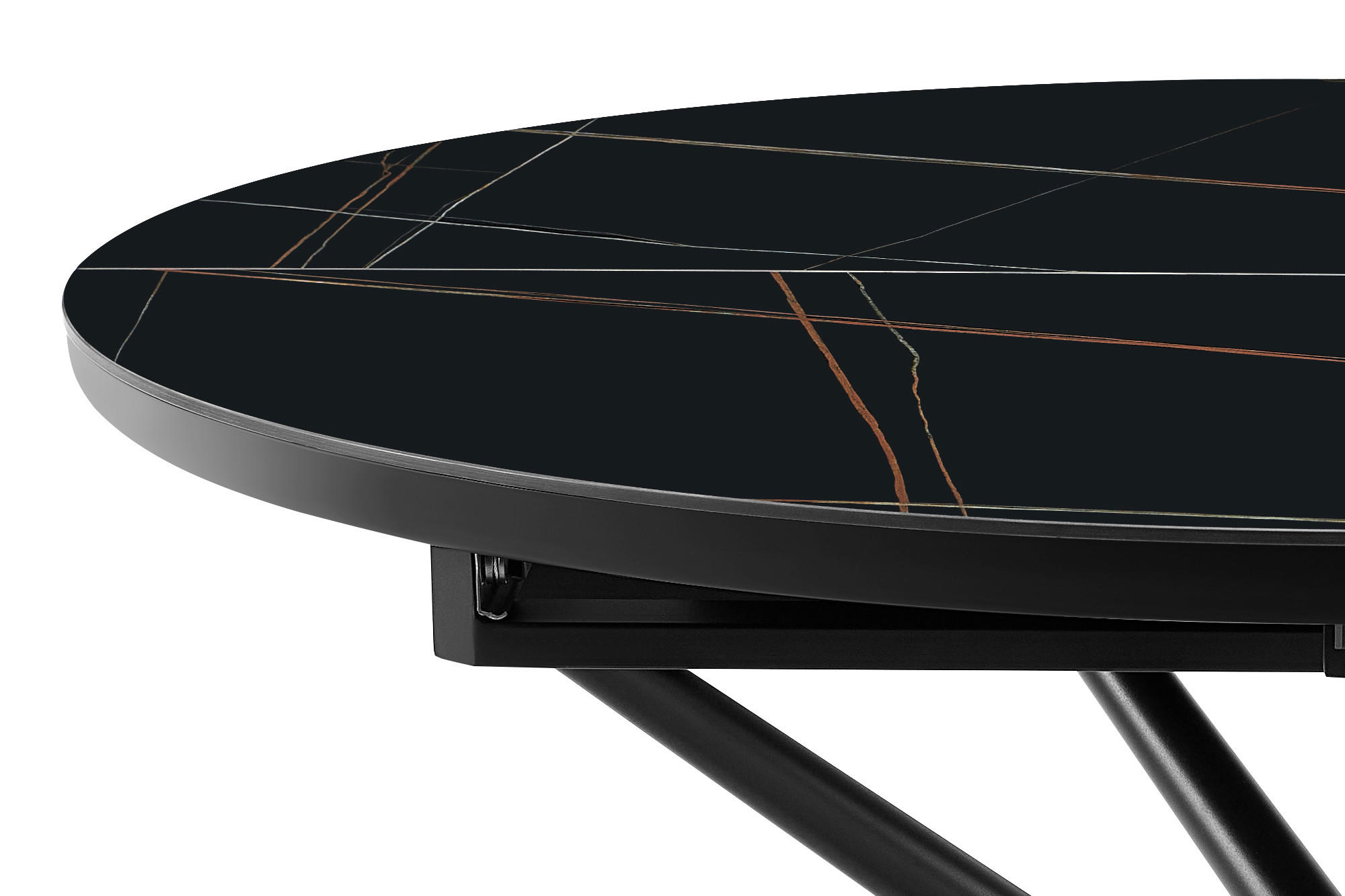 Thumbnail - Livetastic Esstisch, Schwarz, Keramik, Holzwerkstoff, Marmoroptik, rund, Sternfuß, 120x76x120-160 cm, ausziehbar, Esszim...