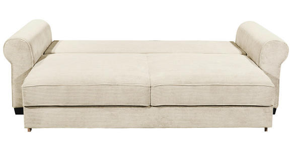 SCHLAFSOFA Cord Creme  - Creme/Schwarz, KONVENTIONELL, Kunststoff/Textil (250/95/125cm) - Hom`in