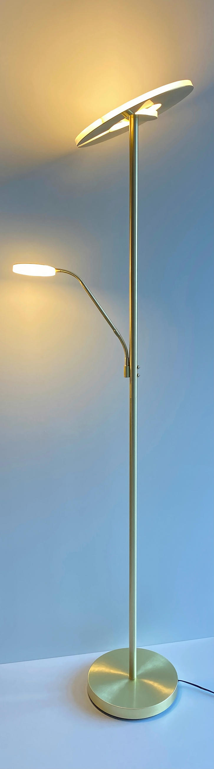 LED-STEHLEUCHTE - Weiss/Messingfarben, Design, Kunststoff/Metall (35/180cm) - Fischer & Honsel
