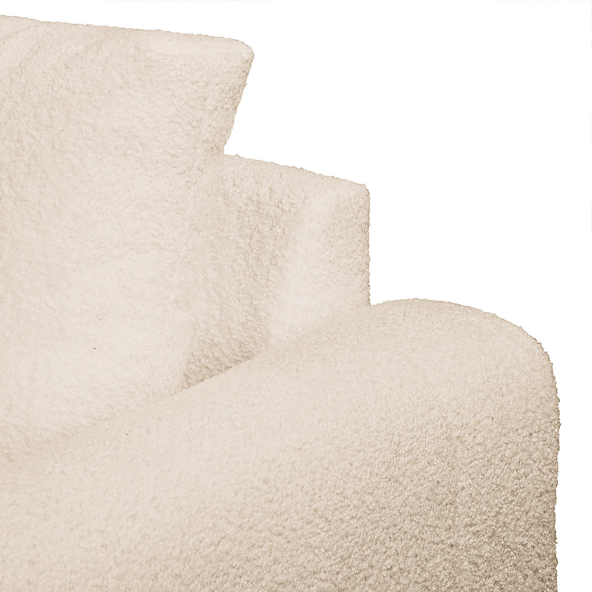 ECKSOFA inkl. Hocker Ariella Weiß Bouclé  - Naturfarben/Weiß, Design, Holz/Textil (161/231cm) - Livetastic