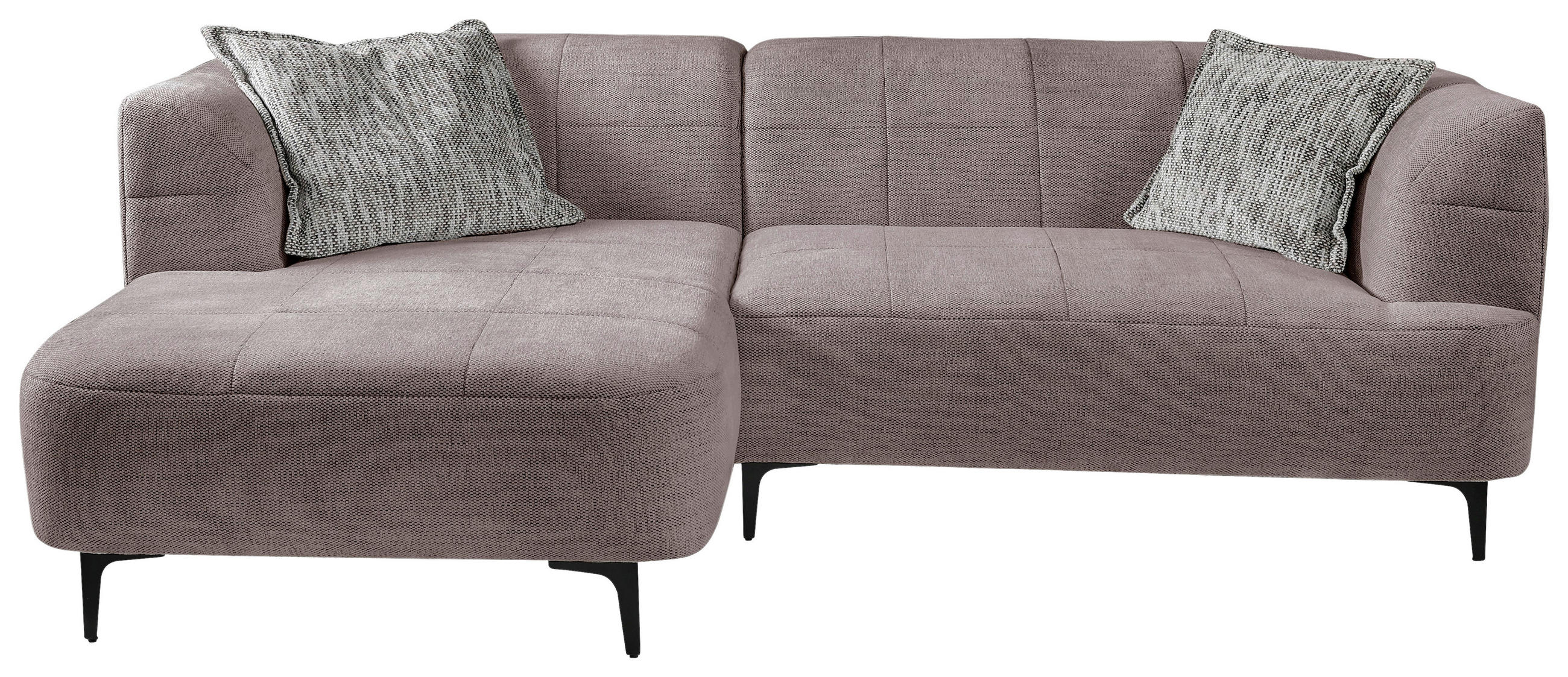 ECKSOFA in Struktur Taupe  - Taupe/Schwarz, Design, Textil/Metall (158/247cm) - MID.YOU