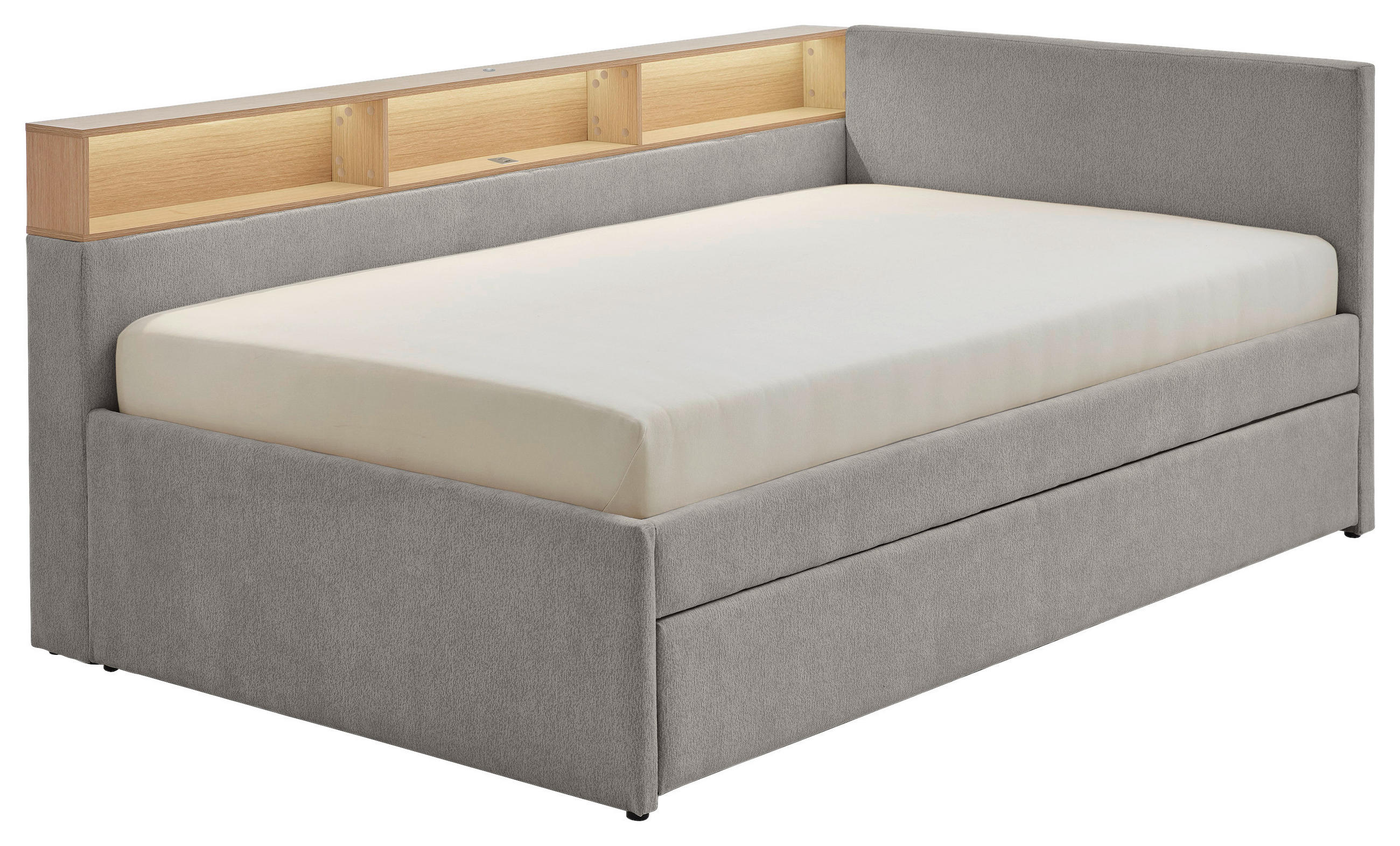 STAURAUMBETT 120/200 cm  in Grau, Eichefarben  - Eichefarben/Grau, MODERN, Holz/Holzwerkstoff (120/200cm) - Stylife