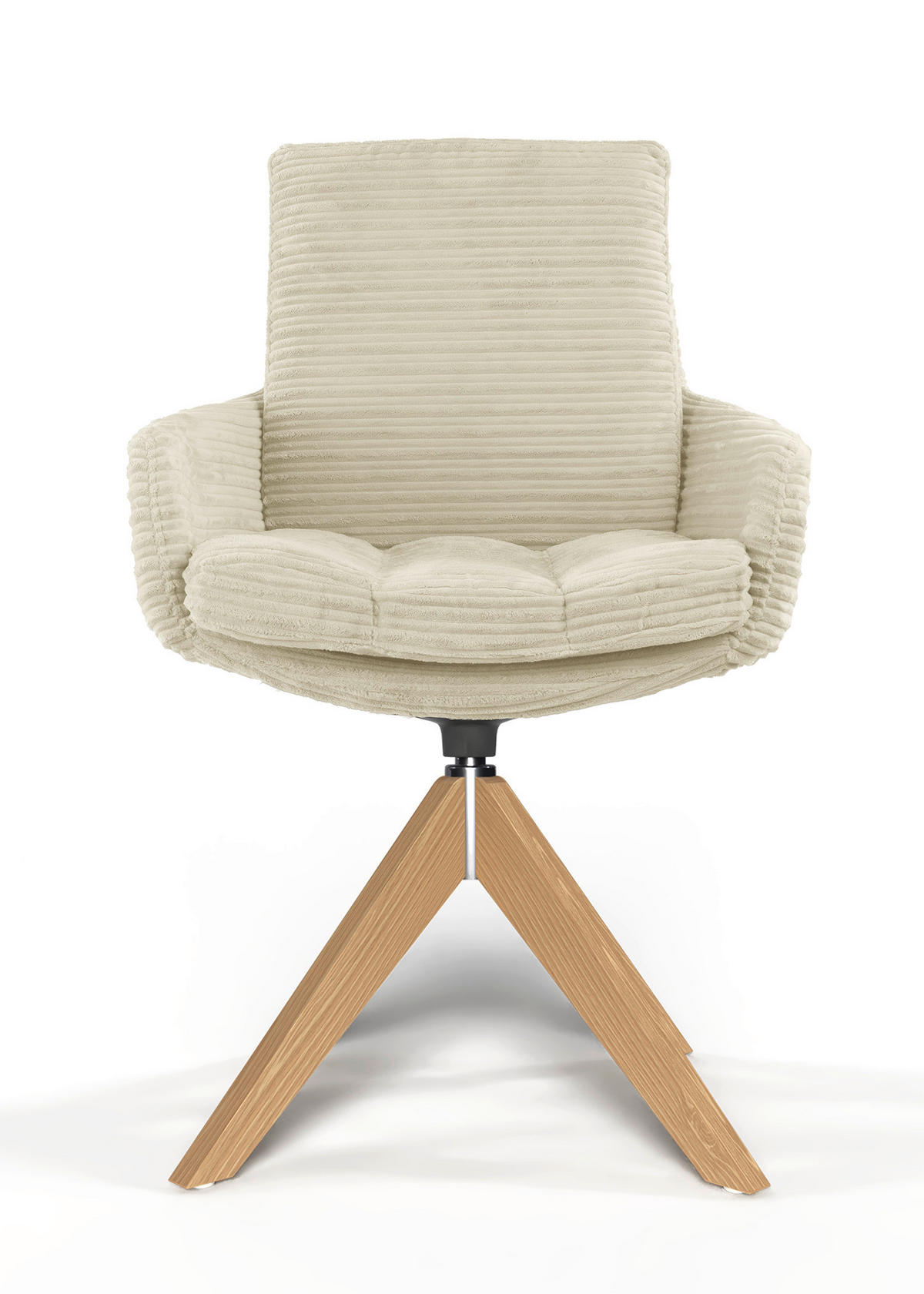 ARMLEHNSTUHL  Beinauswahl, Sitzfläche 360° drehbar, Stoff-/Lederauswahl gerippt  Beige  - Eichefarben/Beige, Design, Holz/Textil (60/91/62cm) - Valdera