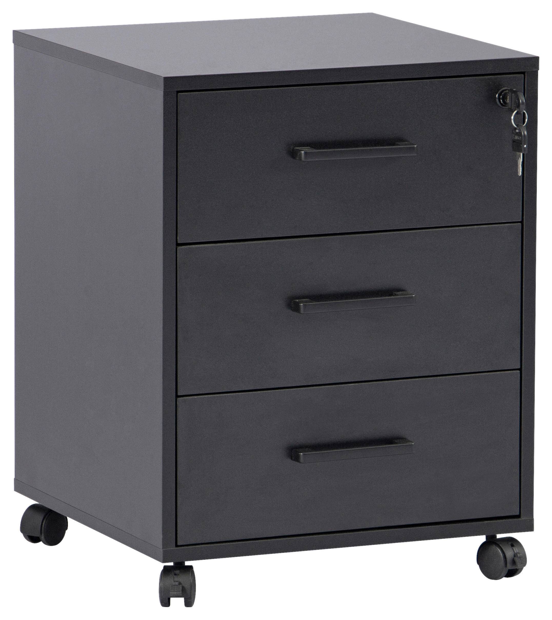 ROLLCONTAINER Schwarz  - Schwarz, MODERN, Holzwerkstoff/Kunststoff (43/56/42cm) - Livetastic