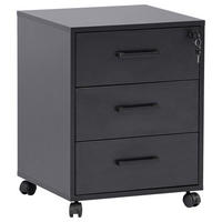 ROLLCONTAINER Schwarz  - Schwarz, MODERN, Holzwerkstoff/Kunststoff (43/56/42cm) - Livetastic