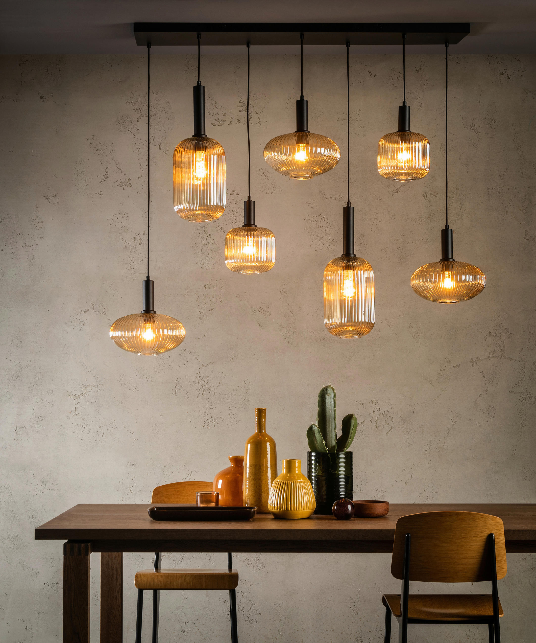 HÄNGELEUCHTE MALOTO 130/30/150 cm   - Bernsteinfarben, Design, Glas (130/30/150cm) - Lucide
