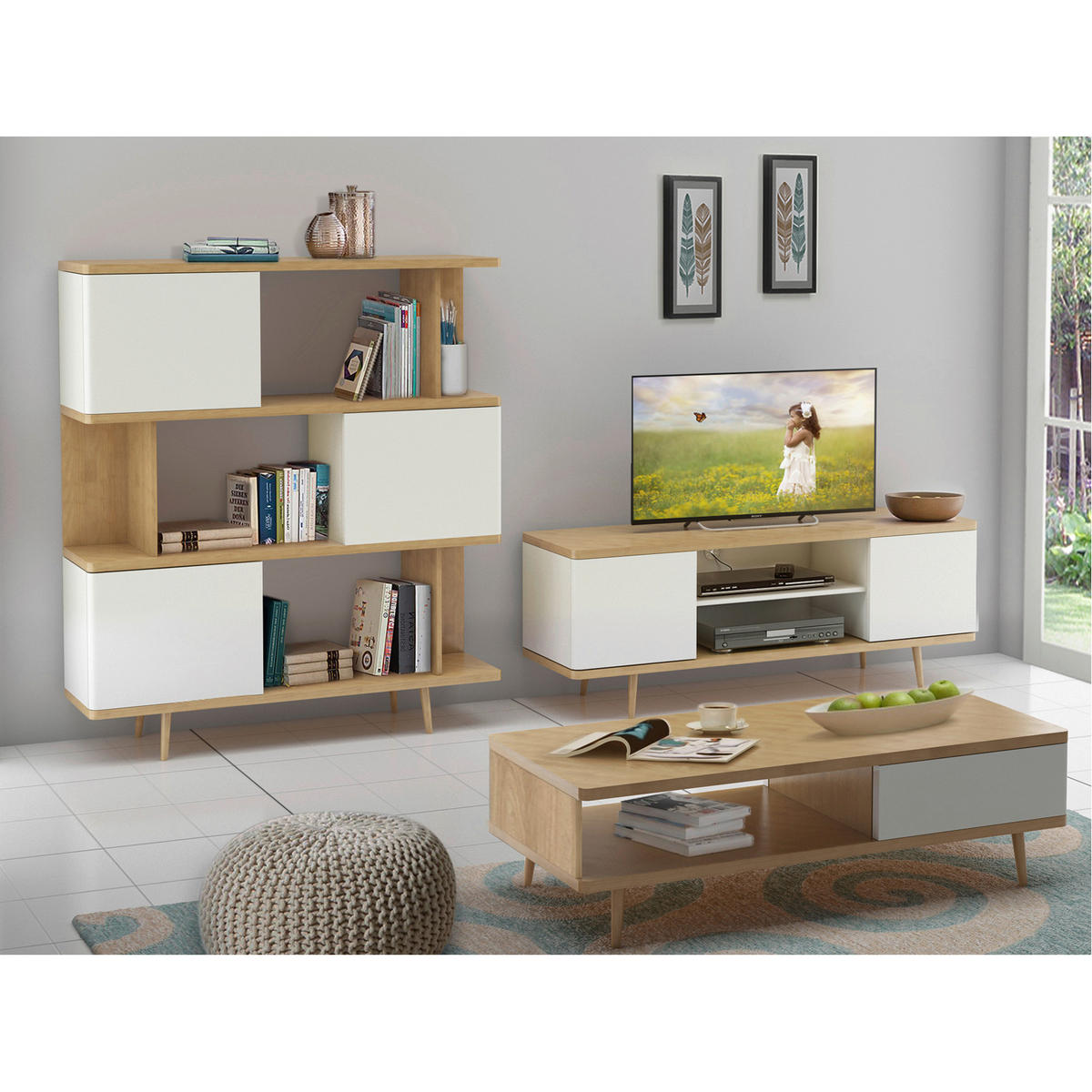 LOWBOARD Alandra  in 140/52/39 cm  - Eichefarben/Creme, Design, Holzwerkstoff (140/52/39cm) - MID.YOU