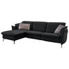 ECKSOFA Schwarz Echtleder  - Schwarz/Nickelfarben, MODERN, Leder/Metall (179/233cm) - Livetastic