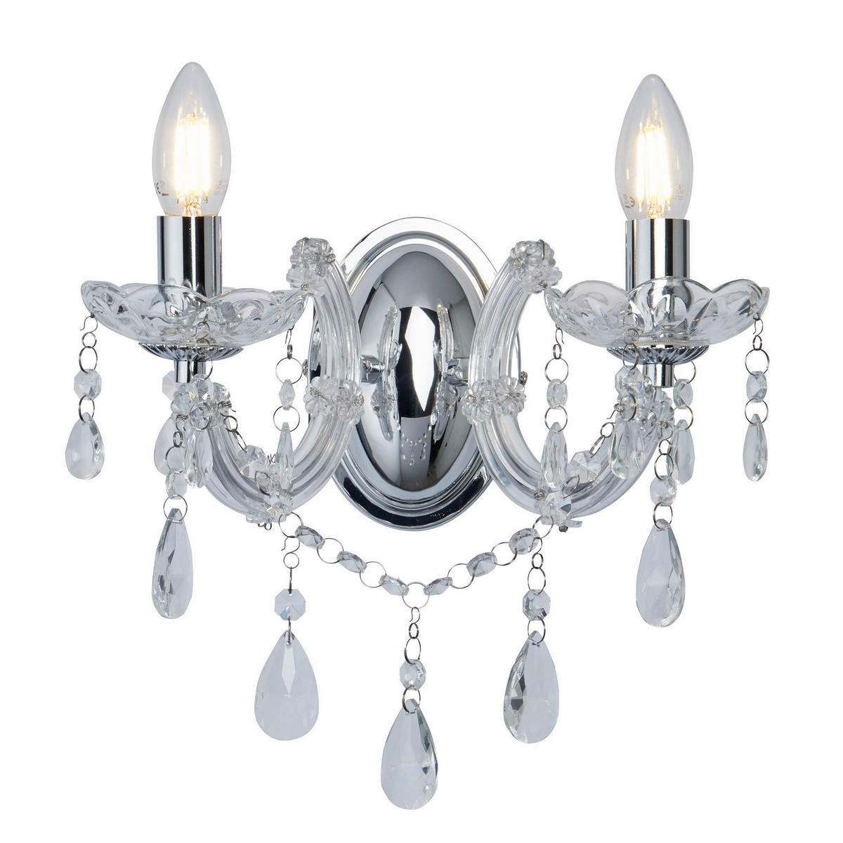 VÄGGLAMPA Marie Therese 32/20 cm   - kromfärg, Basics, metall/glas (32/20cm)