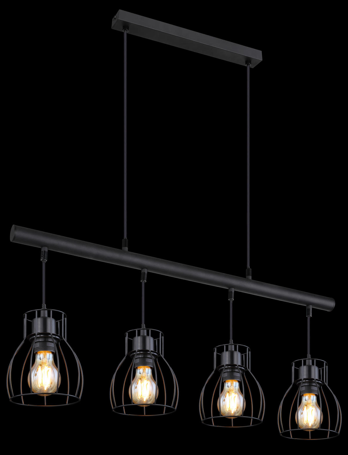 LED-HÄNGELEUCHTE Mina 77/14/120 cm   - Schwarz, Trend, Kunststoff/Metall (77/14/120cm) - Globo