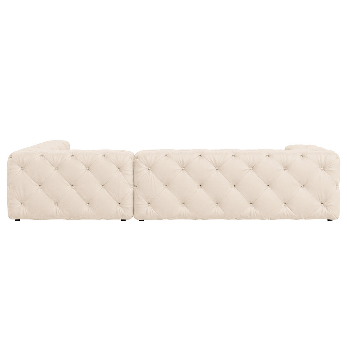 ECKSOFA Fresco in Samt Creme  325/228 cm  - Creme/Schwarz, Design, Kunststoff/Textil (325/228cm) - P & B