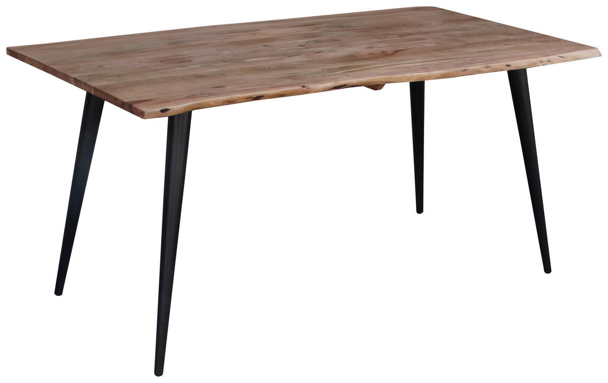 ÉTKEZŐASZTAL - akáciaszínű/fekete, Natur, fa/fém (160/90/76cm) - Carryhome