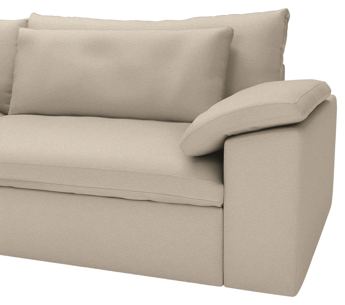 ECKSOFA 198/306 cm  in Chenille Greige Rückenkissen, Nierenkissen, Armlehnenkissen, Rücken echt  198/306 cm  - Greige/Schwarz, MODERN, Kunststoff/Textil (198/306cm) - Carryhome