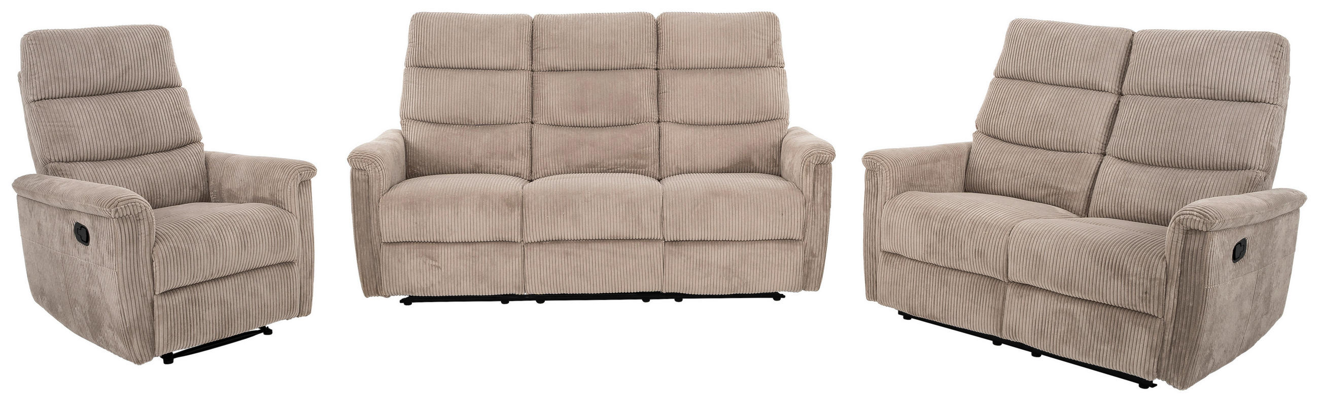 SITZGARNITUR in Cord Hellbraun  - Hellbraun/Schwarz, Design, Kunststoff/Textil (78/131/184/108/89cm) - Livetastic