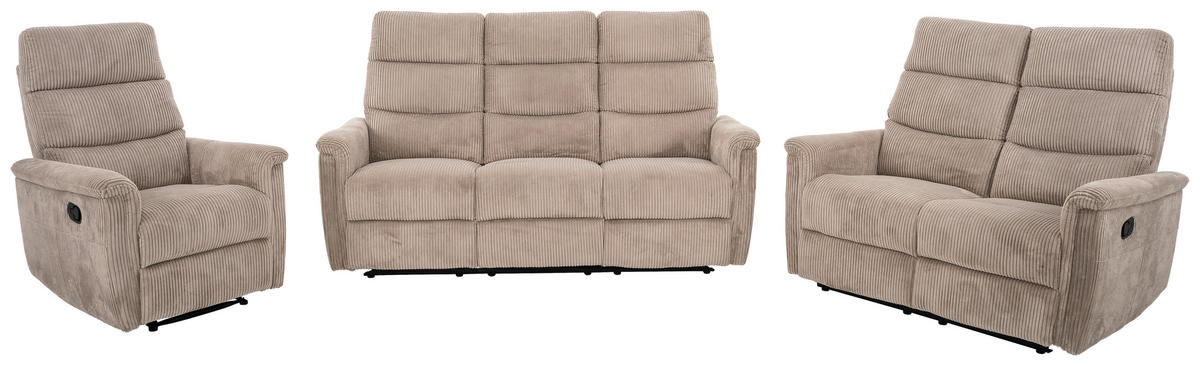 2-SITZER-SOFA in Cord Hellbraun  - Hellbraun/Schwarz, Design, Kunststoff/Textil (131/108/89cm) - Livetastic