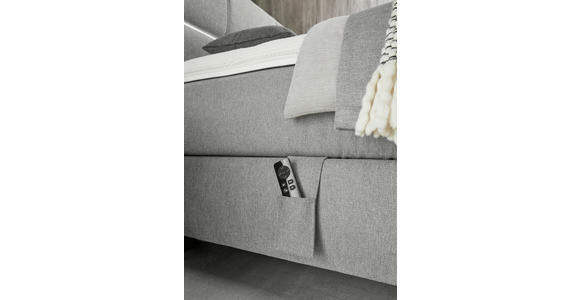 BOXSPRINGBETT 180/200 cm,  in Hellgrau, motorische Verstellbarkeit, Matratzen, unterschiedliche Matratzenhärtegrade je Bettseite, H2 + H3 = mittel + fest  - Hellgrau/Schwarz, Design, Kunststoff/Textil (180/200cm) - Dieter Knoll