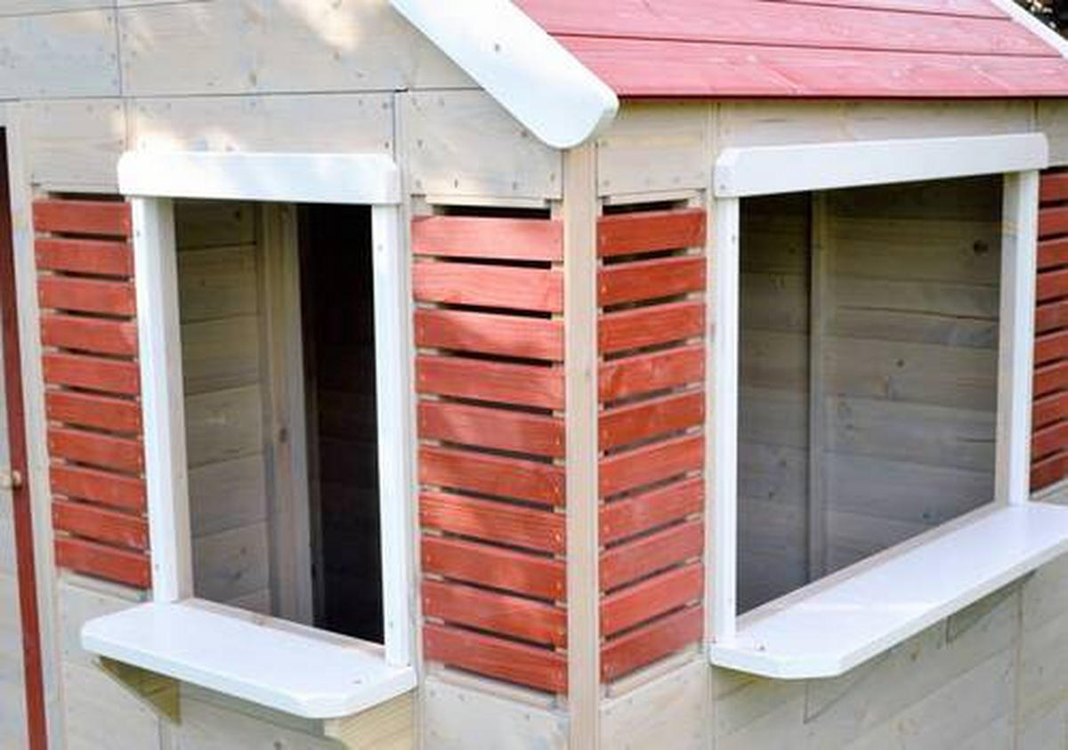 SPIELHAUS 155/168/120 cm  - Rot/Naturfarben, KONVENTIONELL, Holz (155/168/120cm) - Ambia Garden