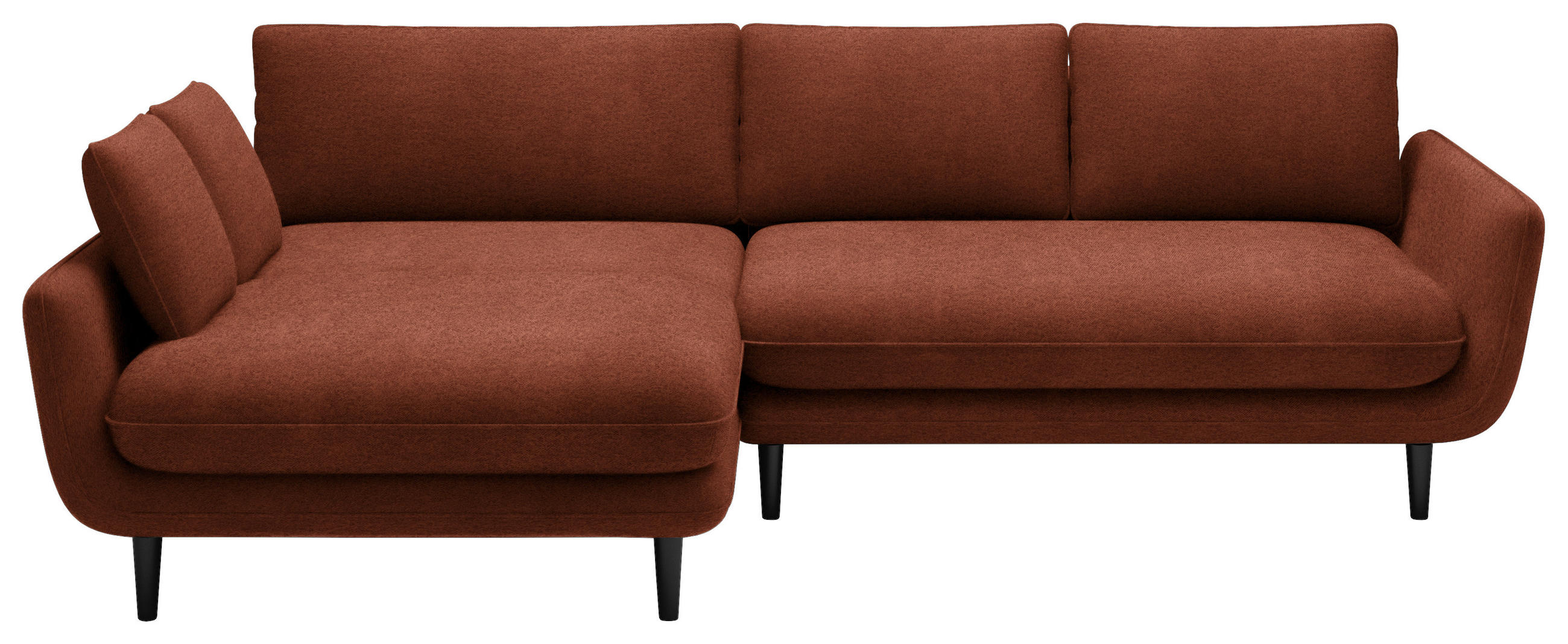 ECKSOFA in Velours Terracotta  - Terracotta/Schwarz, Design, Holz/Textil (167/260cm) - Welnova