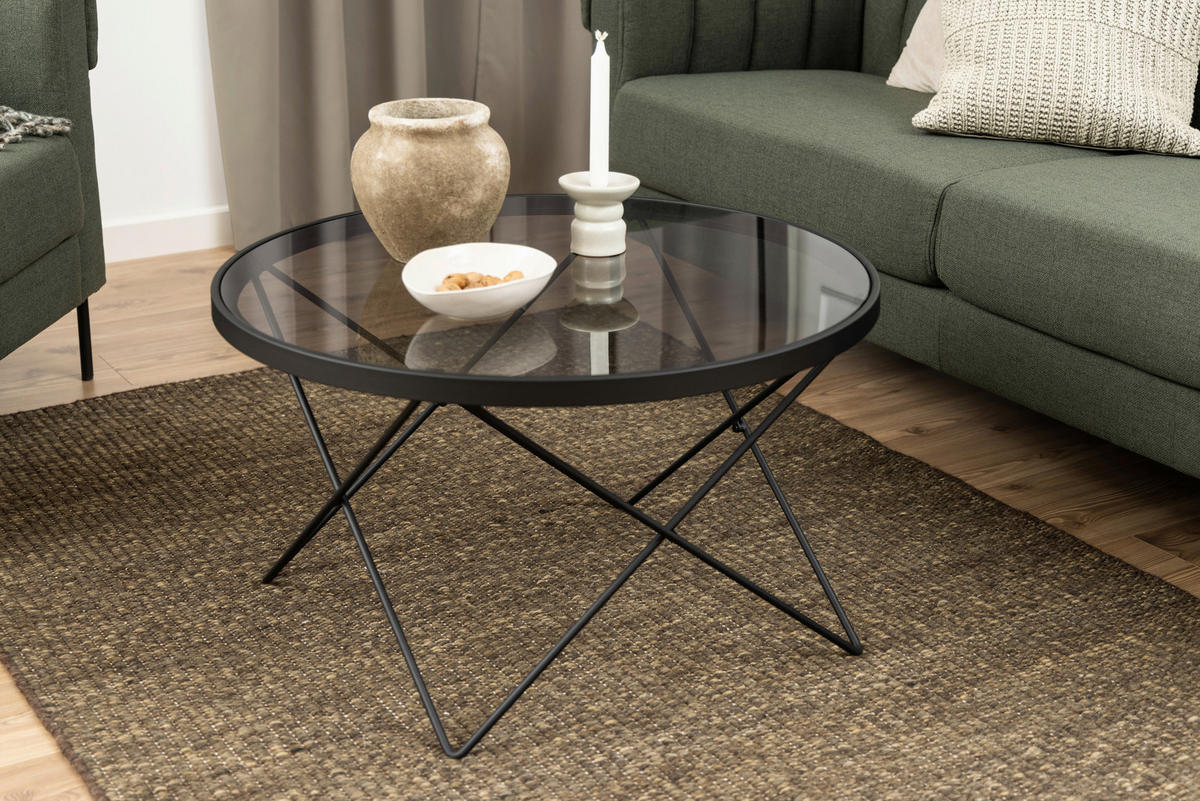 COUCHTISCH in Glas  - Schwarz/Grau, Design, Glas/Metall (80/45/80cm) - Livetastic