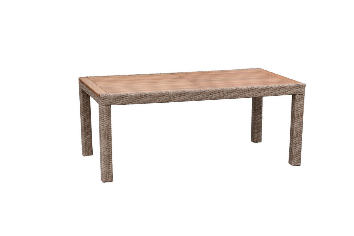 GARTENTISCHGRUPPE Akazie Hartholz Stahl  - Beige/Beigebraun, KONVENTIONELL, Holz/Kunststoff - Gardenson