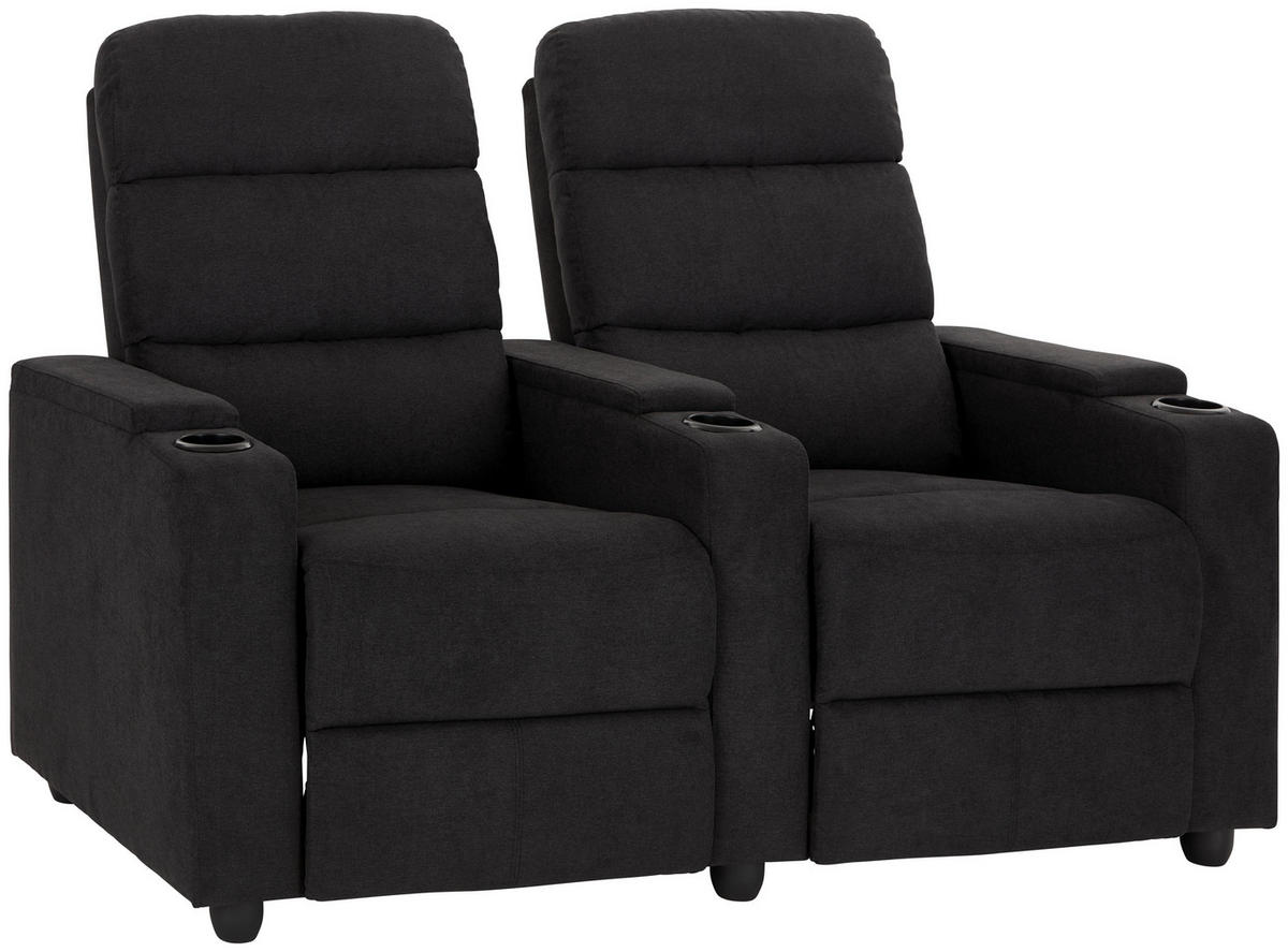 HEIMKINO-SOFA Mikrofaser Anthrazit  - Anthrazit/Schwarz, KONVENTIONELL, Kunststoff/Textil (164/107/90cm) - MID.YOU
