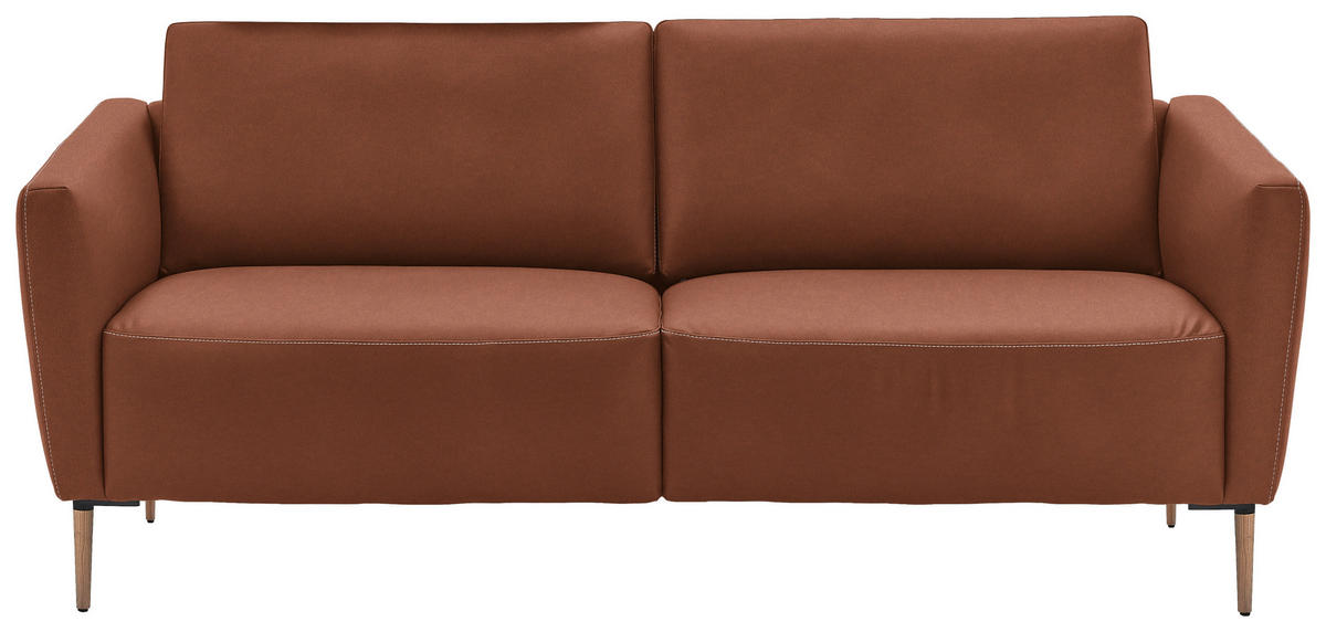2-SITZER-SOFA  in Echtleder Cognac   - Eichefarben/Cognac, Natur, Leder/Holz (207/86/87cm) - Valnatura