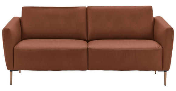 2-SITZER-SOFA  in Echtleder Cognac   - Eichefarben/Cognac, Natur, Leder/Holz (207/86/87cm) - Valnatura